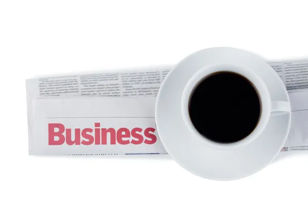 stock image Folded newspaper and cup of coffee