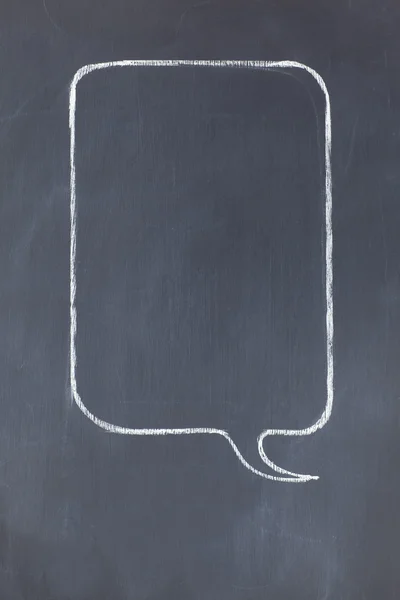 Empty rectangular speech bubble on a blackboard — Stock Photo, Image