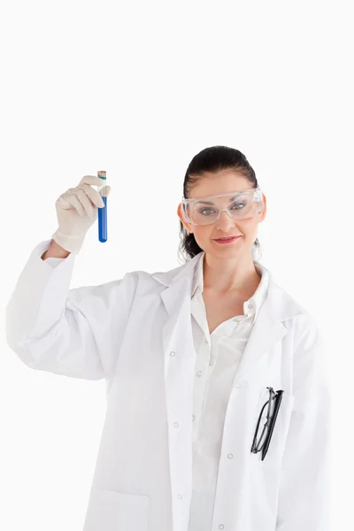 Dark-haired scientist looking at the camera — Stock Photo, Image