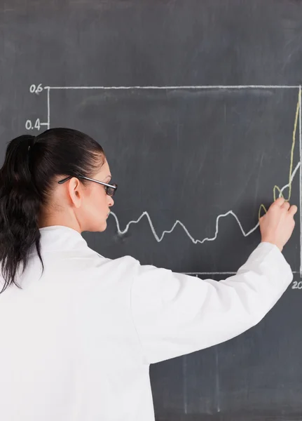 Scientist drawing charts on the blackboard — Stock Photo, Image