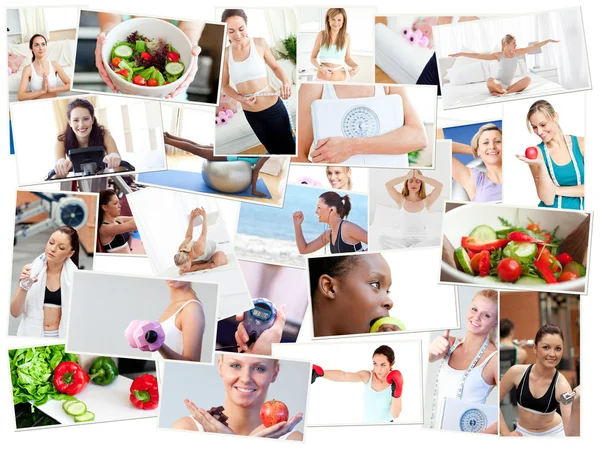 Collage di foto che illustrano stili di vita sani — Foto Stock