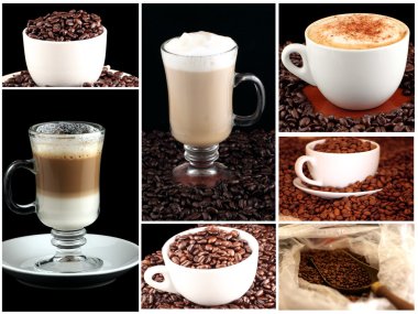 Collage of cups of coffee clipart