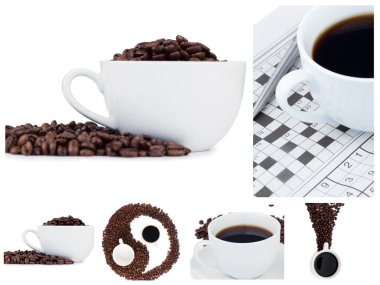 Coffee collage and ying yang symbol clipart