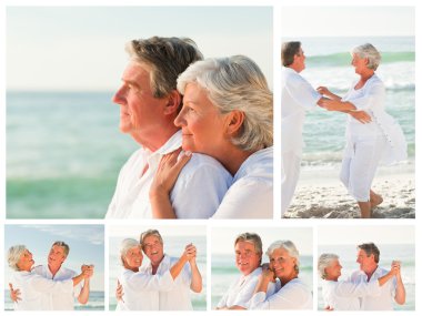 Collage of an elderly couple sharing good moments together on a clipart