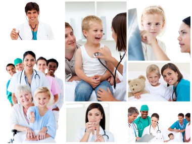 Collage of medical situations clipart