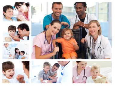 Collage of different medical situations clipart