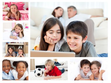 Collage of layed down children clipart