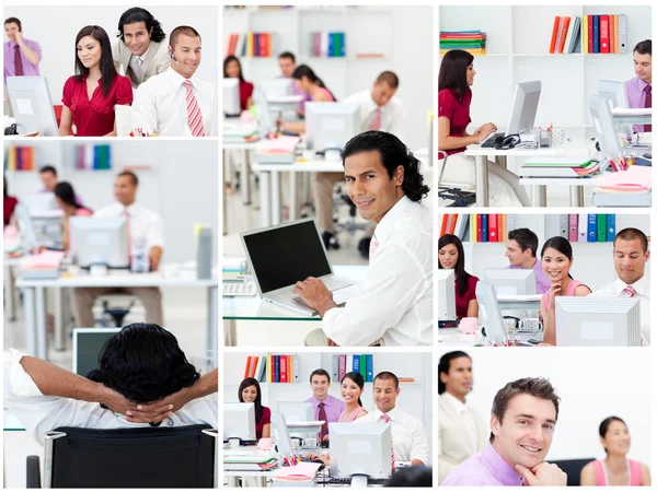 Collage di imprese al lavoro — Foto Stock