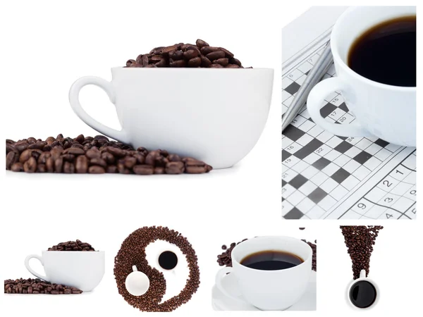 Collage di caffè e ying yang simbolo — Foto Stock