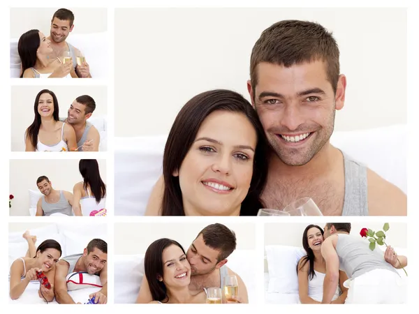 Collage of a lovely couple enjoying the moment — Stock Photo, Image