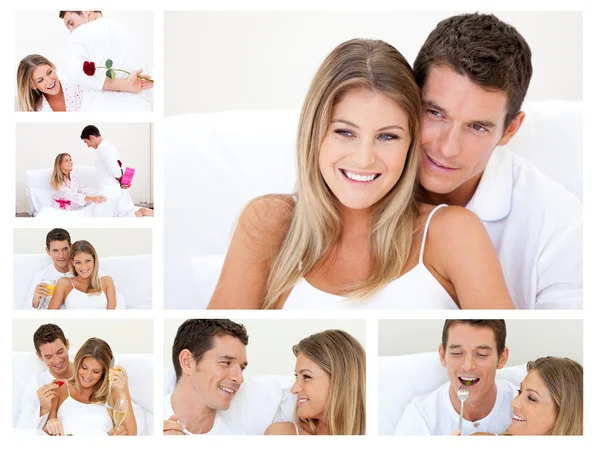 Collage de una encantadora pareja divirtiéndose —  Fotos de Stock
