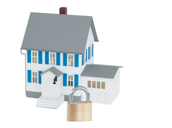 Beyaz bir arka plan gri ev güvenli — Stok fotoğraf