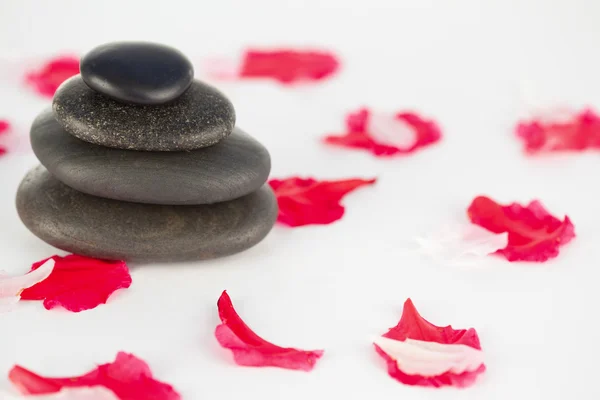 Pink petals and pebbles stack — Stock Photo, Image