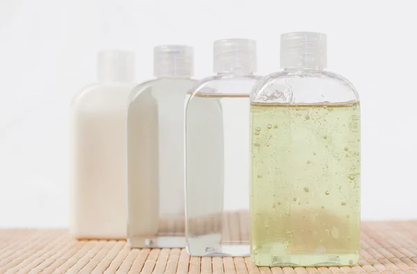 Close up of massage oil bottles — Stock Photo, Image