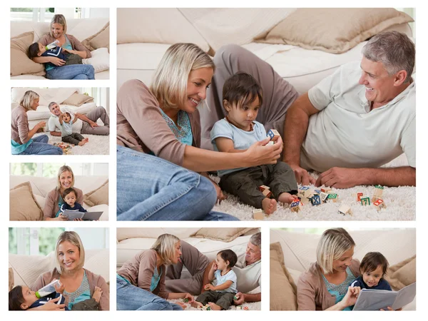 Collage of a couple and their baby — Stock Photo, Image