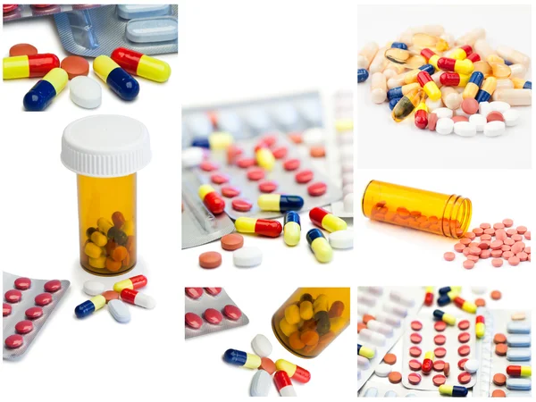 Kleurrijke tabletten met capsules — Stockfoto