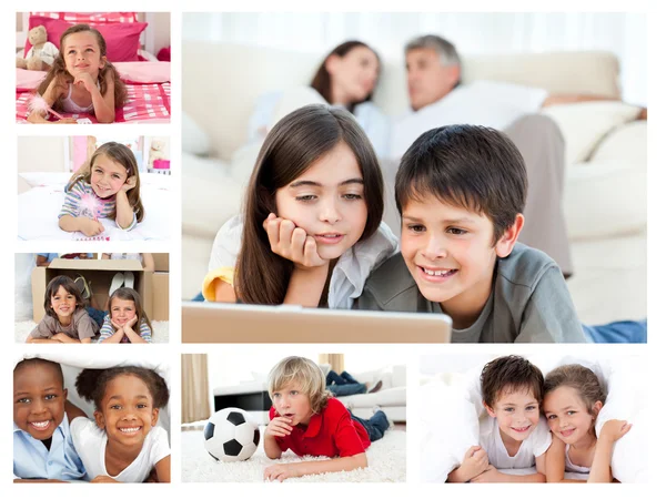 stock image Collage of layed down children