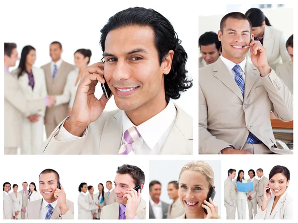 Collage of business using telephones — Stock Photo, Image