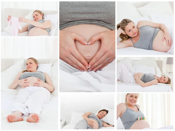 一个怀孕的女人的抽象拼贴画 — 图库照片