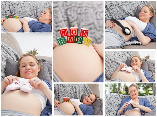 Collage of a woman during her pregnancy — Stock Photo, Image