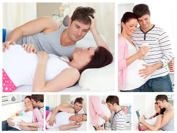 Collage de una pareja embarazada —  Fotos de Stock