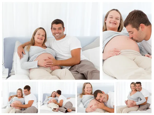 Collage van ouders om te worden — Stockfoto
