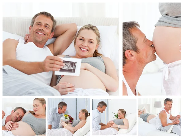 Copllage egy pár vár a baba — Stock Fotó