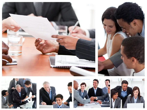 Collage van zakelijke bijeenkomsten — Stockfoto