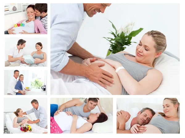 Collage of couples hugging and relaxing — Stock Photo, Image