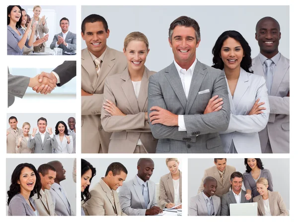 Collage de empresarios en diferentes situaciones — Foto de Stock