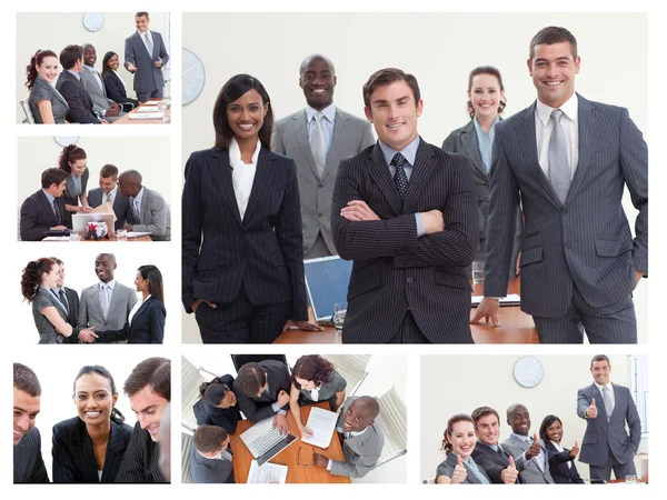 Collage von Geschäftsleuten, die in verschiedenen Situationen posieren — Stockfoto