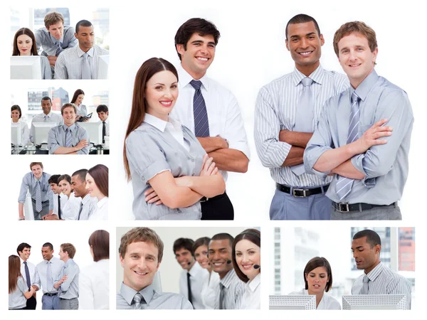 Collage von Geschäftsleuten in mehreren Situationen — Stockfoto