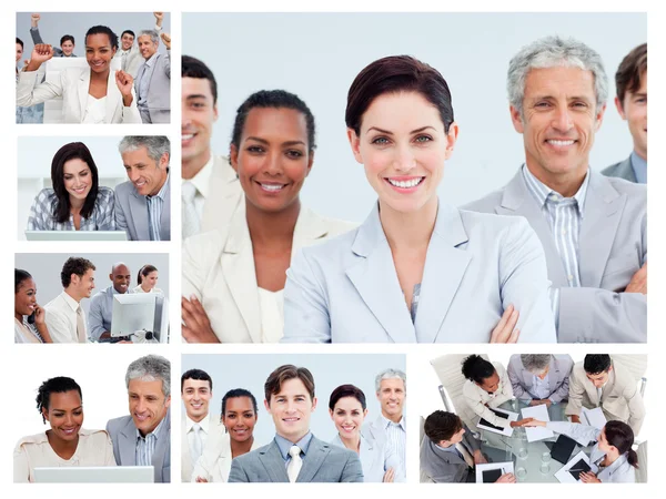 Collage von Geschäftsleuten mittleren Alters in verschiedenen Situationen — Stockfoto