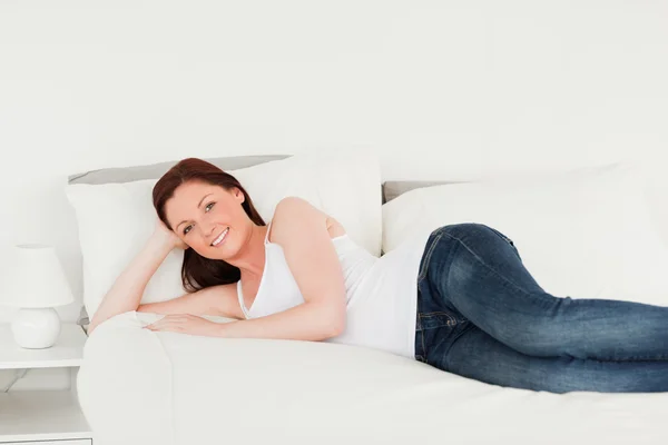 Pretty woman posing while relaxing — Stock Photo, Image