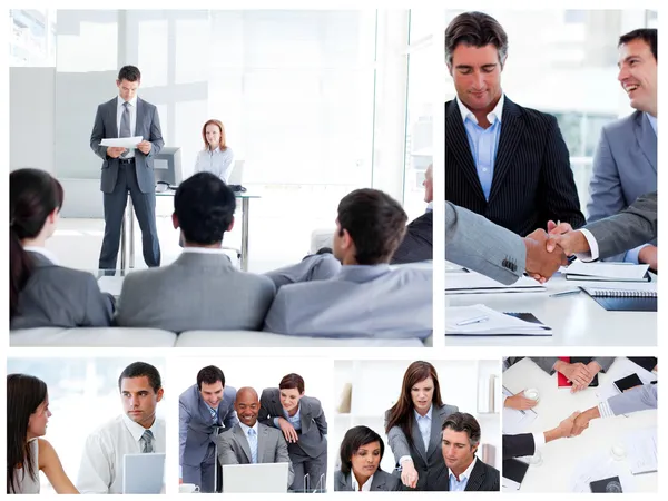 Collage of business communicating Stock Picture
