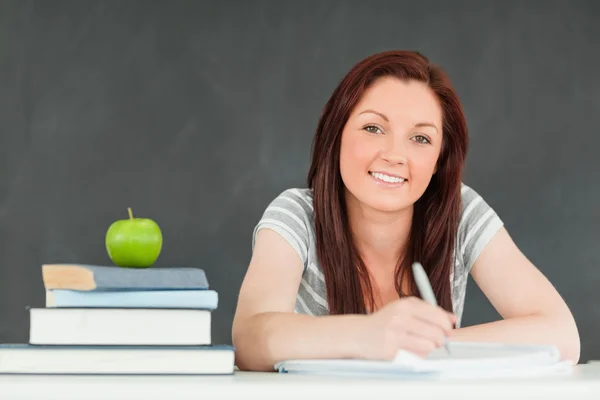 Cute student taking notes Royalty Free Stock Images