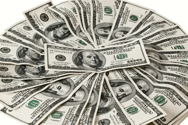 MONEY,100 dollars on white background — Stock Photo, Image