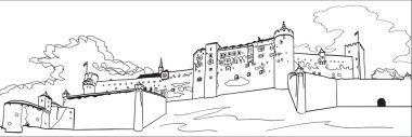 Painted image of Hohensalzburg Fortress in Salzburg clipart