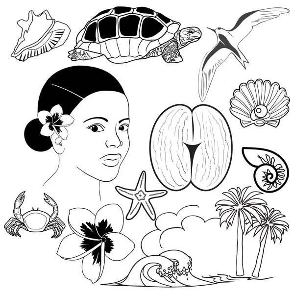 Ensemble d'icônes des Seychelles — Image vectorielle