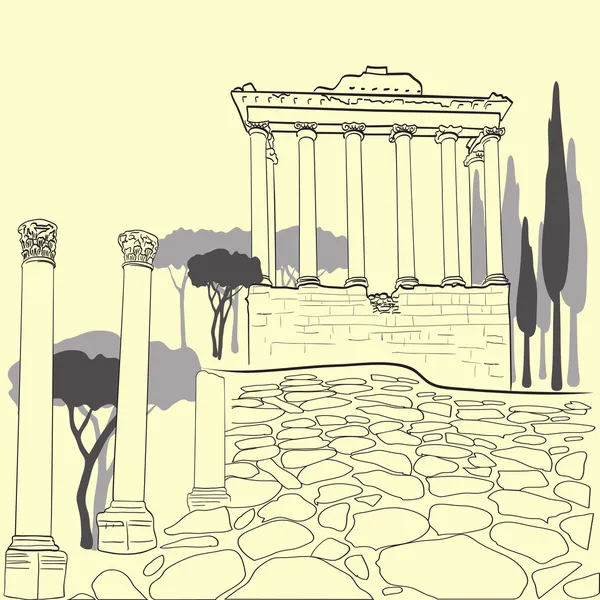 Ρωμαϊκό φόρουμ στη Ρώμη, Ιταλία — Διανυσματικό Αρχείο