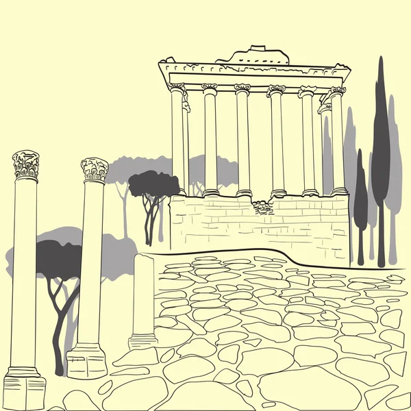 Foro romano en roma, italia — Vector de stock