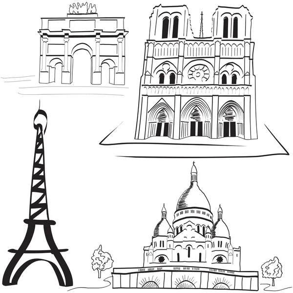Set of the Parisian landmarks — Stock Vector