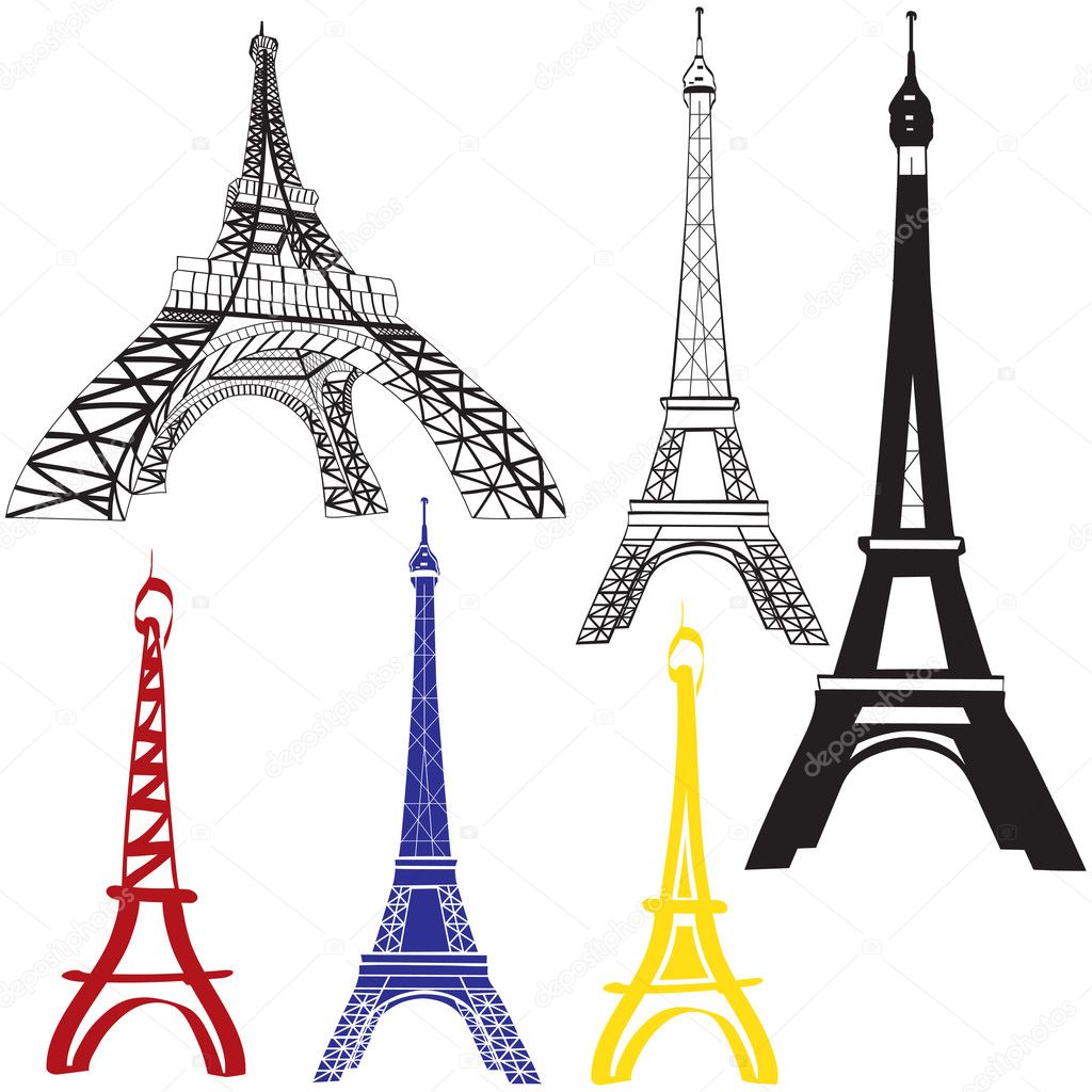 Set of Eiffel Towers images