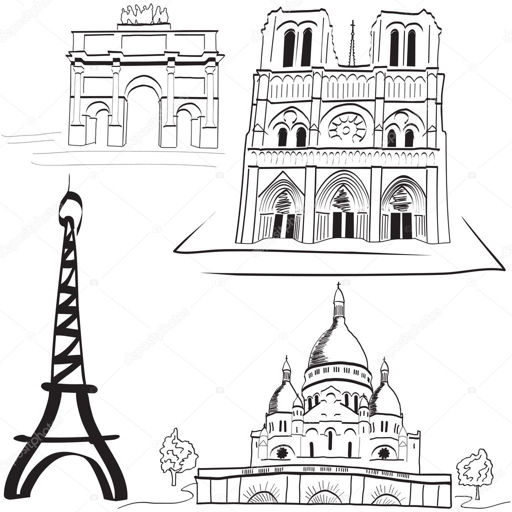 Set of the Parisian landmarks