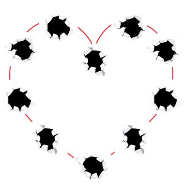 Beart shape from bullet holes clipart