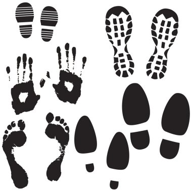 Boot, Foot And Hand Prints clipart