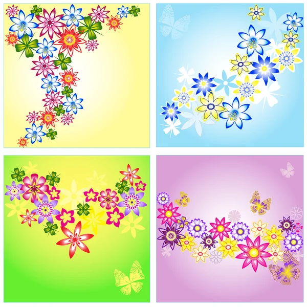 Set of abstract flowers backgrounds — Stock Vector