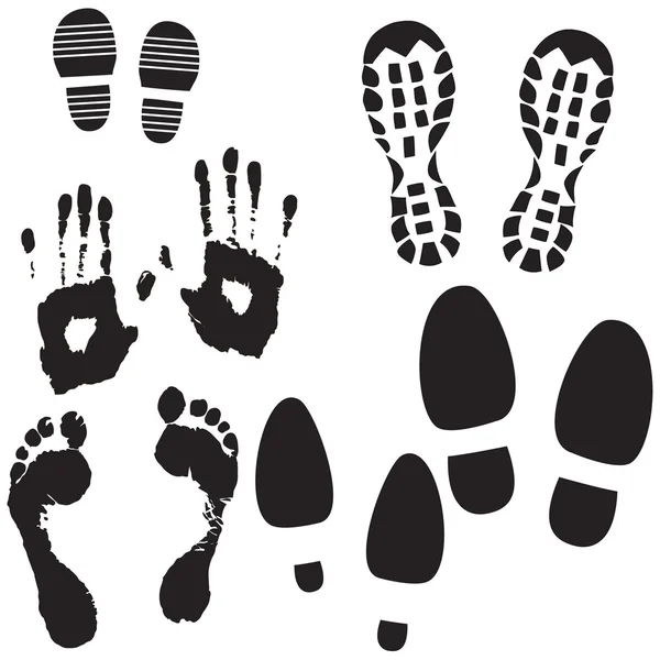 Empreintes de bottes, de pieds et de mains — Image vectorielle
