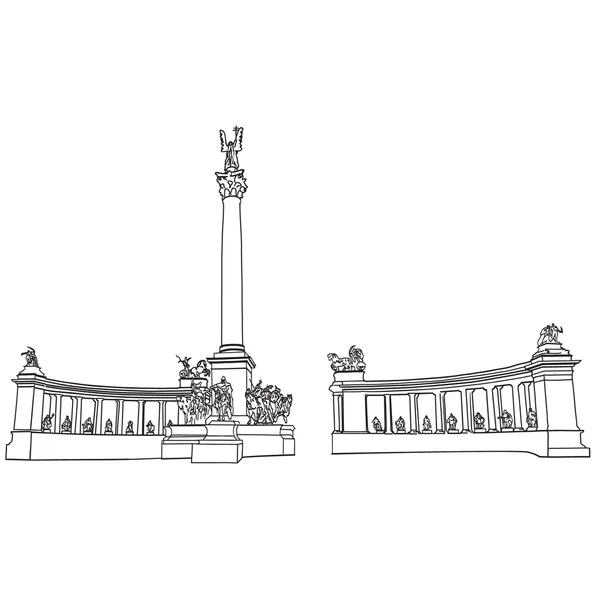 英雄广场在匈牙利首都布达佩斯 — 图库矢量图片