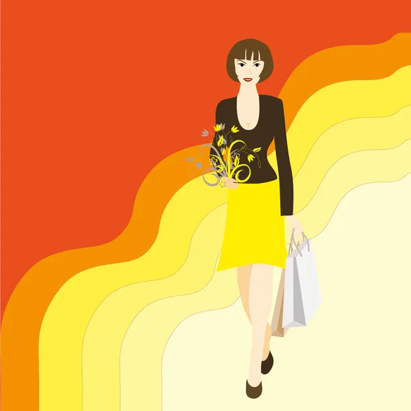 Femmes avec sac à provisions — Image vectorielle